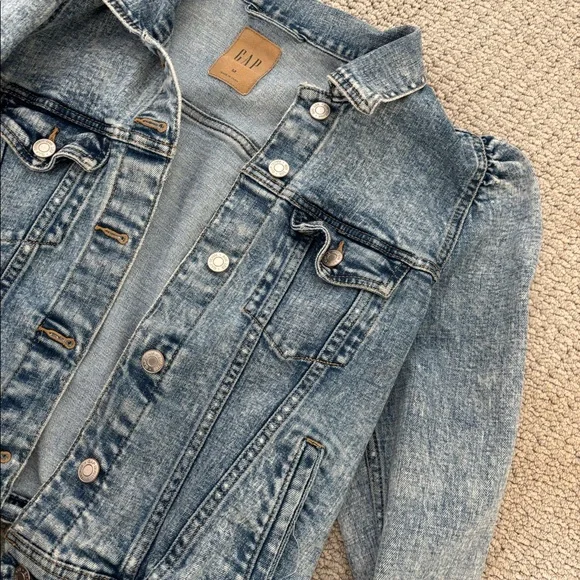GAP Puff Sleeve Icon Denim Jacket medium - Picture 1 of 3